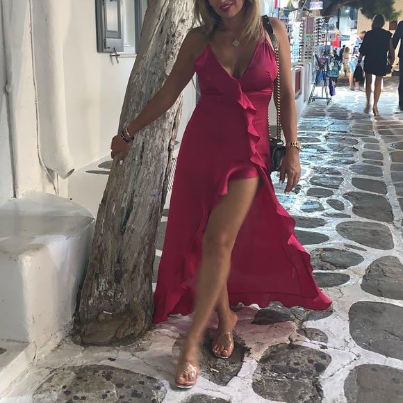 For Love & Lemons Isabella Ruffled Maxi Dress in Fuchsia Size M - Picture 12 of 16